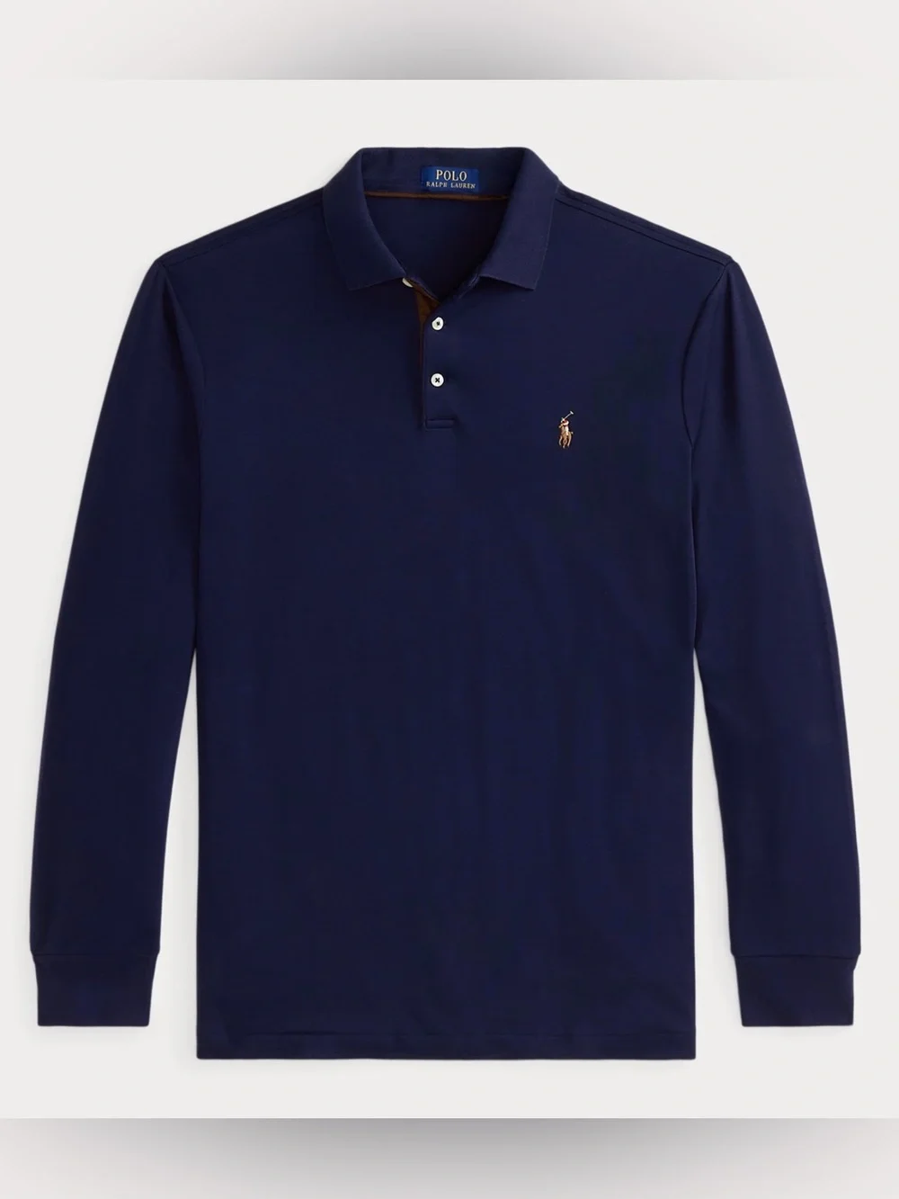 NWT Polo Ralph Lauren NAVY BLUE Soft Cotton Long Sleeve Collared Polo Shirt